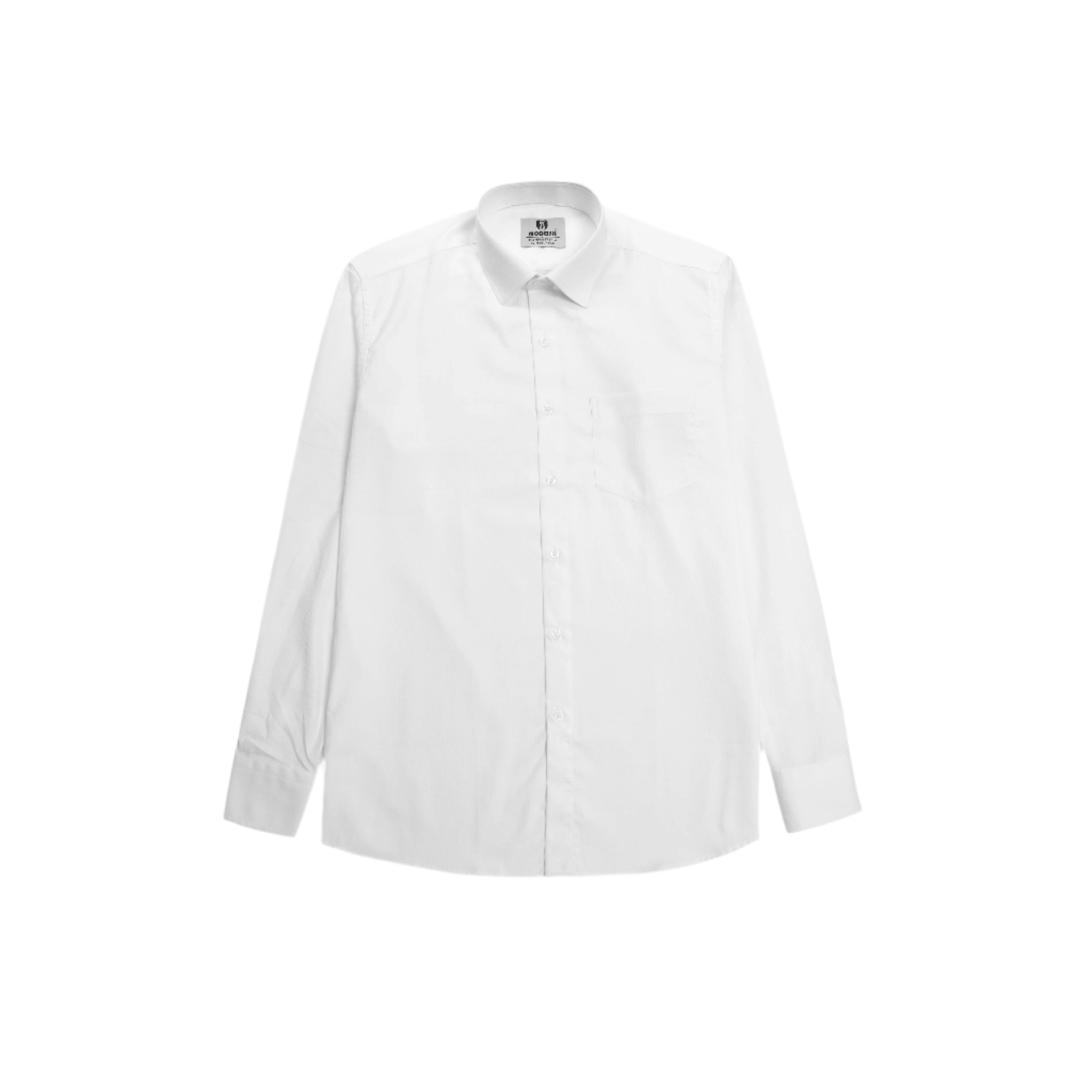 Men’s White Self-Texture Shirt – Premium Cotton Blend