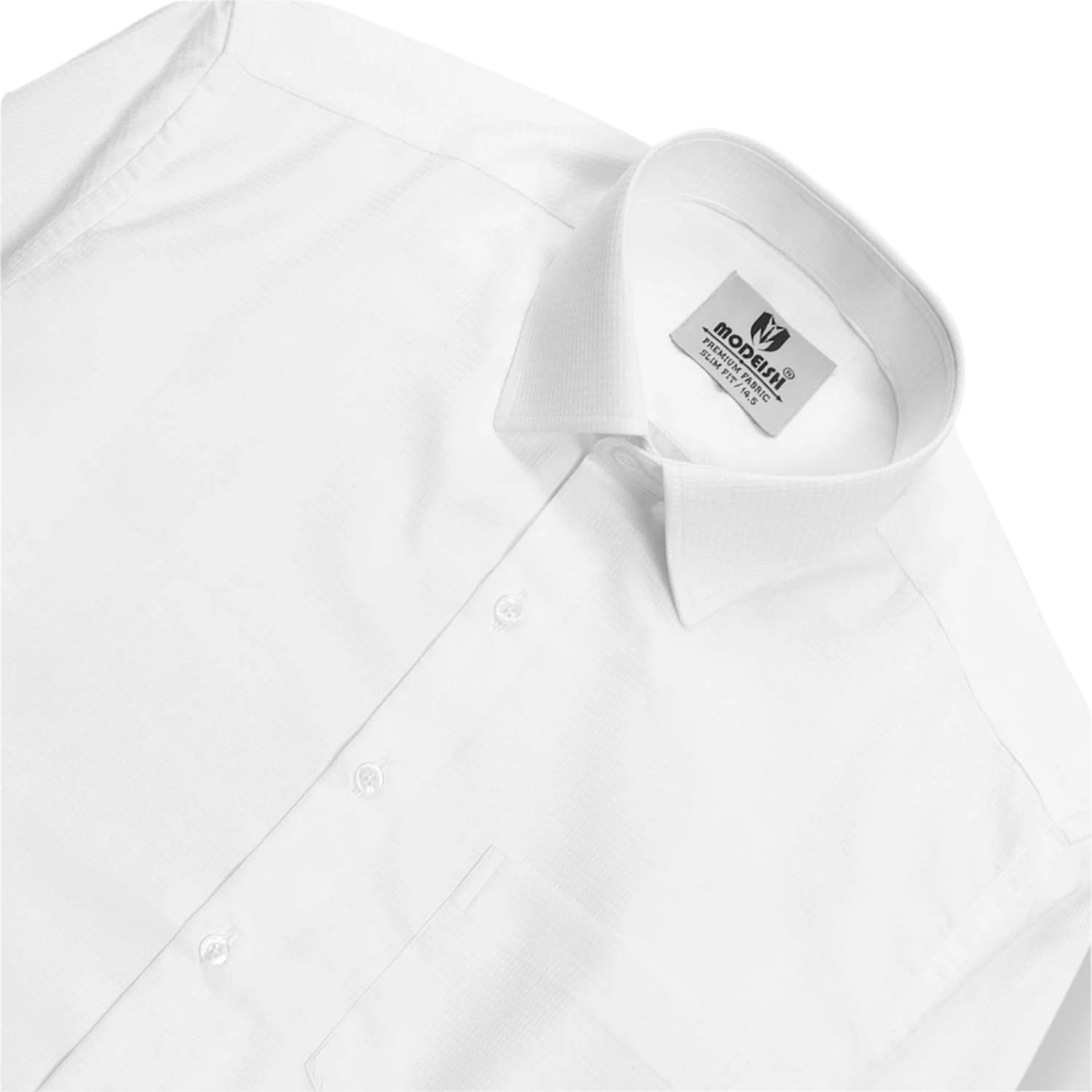 White Self Shirt for Men – Textured Semi-Formal Dress Shirt
